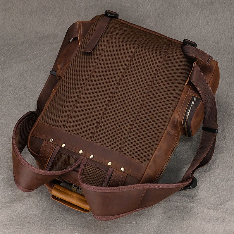 Crazy Horse Photography Men's Large Capacity Backpack Cowhide Travel Outdoor Genuine Leather DSLR Camera Bag_voghion.com