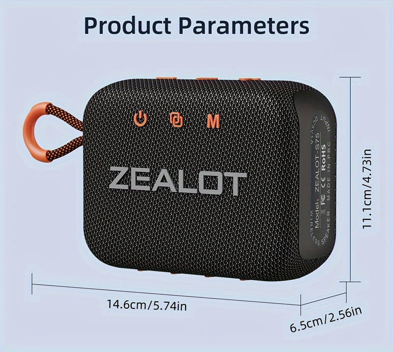 Zealot S75 draagbare draadloze luidspreker, ondersteuning voor TF-kaart/U-schijf/AUX-kabel/TWS twee seriële poortweergave, luidspreker, geschikt voor mobiele telefoon/tablet/TV/com_voghion.com