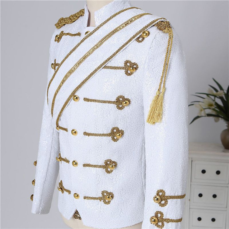 Îmbrăcăminte bărbătească cu paiete, costume de spectacol, banchet, invitat, cântăreț rock, îmbrăcăminte cu guler înalt_voghion.com