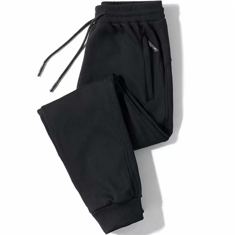 Pantalon de jogging décontracté pour homme avec poches zippées - Doublure polaire, taille élastique, coupe confortable, jambe droite, grande taille, noir/gris (standard et_voghion.com