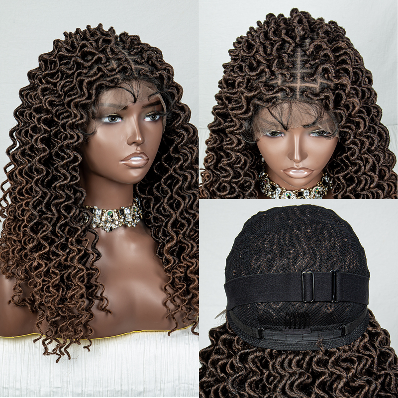Perucă sintetică împletită din dantelă, lungime medie, 18 inch, 9*6, bucată mare de dantelă împletită manual, potrivită pentru purtare zilnică la petreceri_voghion.com