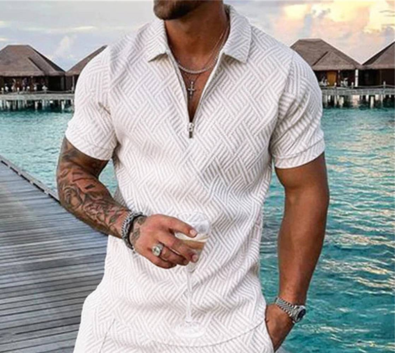 Neues Sommer-T-Shirt für Herren mit lässigem Revers, gewöhnliches, lässiges, einfarbiges 3D-gedrucktes Sommer-T-Shirt_voghion.com