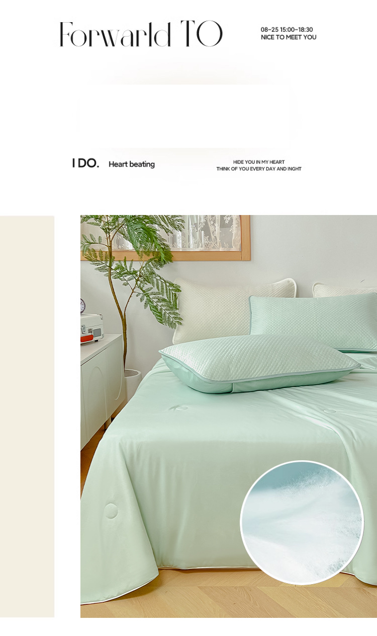 Class A Cooling Silk Comforter Set - Ice Silk Air Conditioning Blanket, Ultra Lightweight & Breathable, 4-Piece Summer Bedding Set For Dormitory_voghion.com