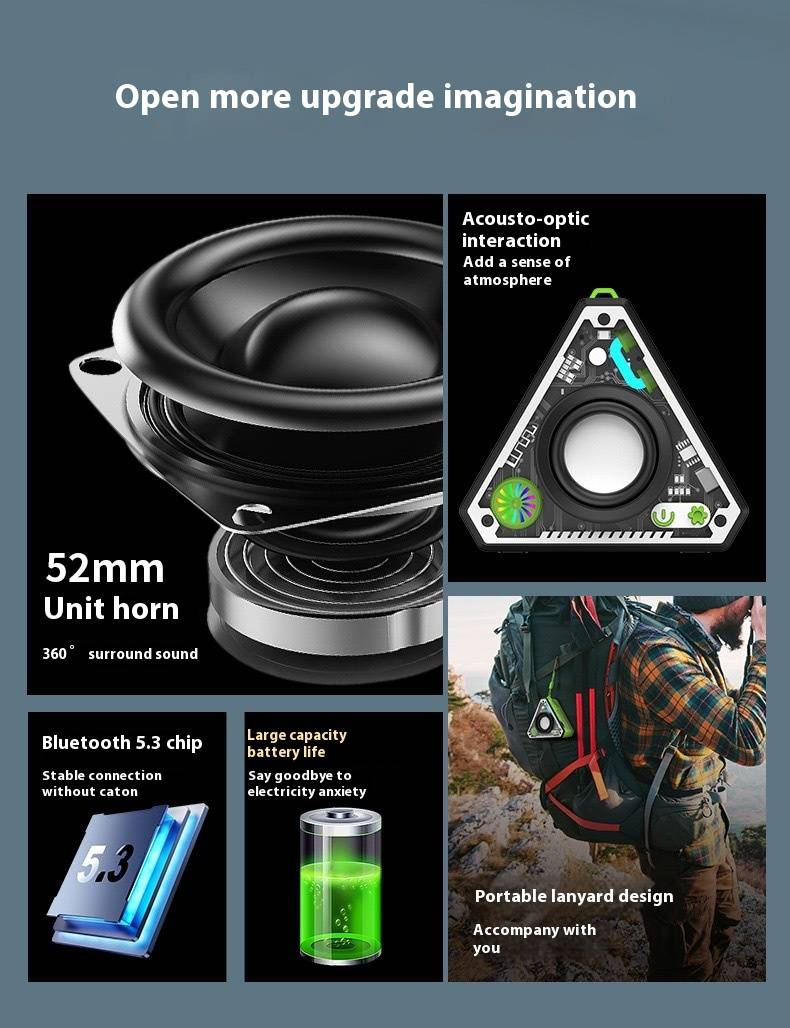 Cyberpunk V2 Mini Bluetooth Speaker - Portable Hi-Fi Bass Speaker With RGB Light (Multi-Functional For Outdoor & Desktop Use)_voghion.com