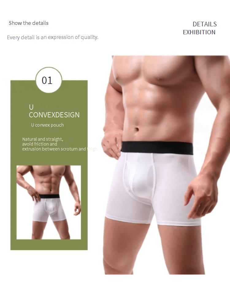 Intimo da uomo in puro cotone, boxer sportivi con apertura laterale, pantaloncini da uomo traspiranti convessi a U_voghion.com