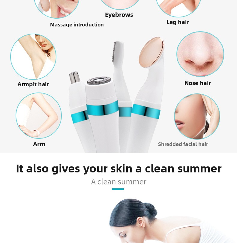 4-in-1 Elektrischer Haarschneider für Augenbrauen, Nase und Körper – Schmerzfreies Gesichtspflegeset für Frauen und Männer_voghion.com