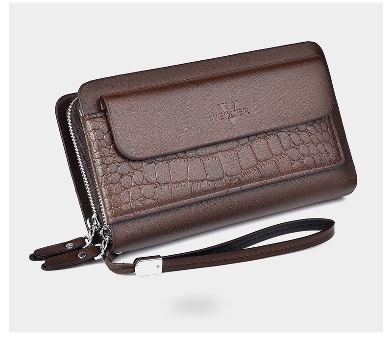 Men's Wallet Business Retro Men's Long Leather Clutch Bag Large Capacity Wear Resistant Multi Card Slot Zipper Men's High End Wallet_voghion.com