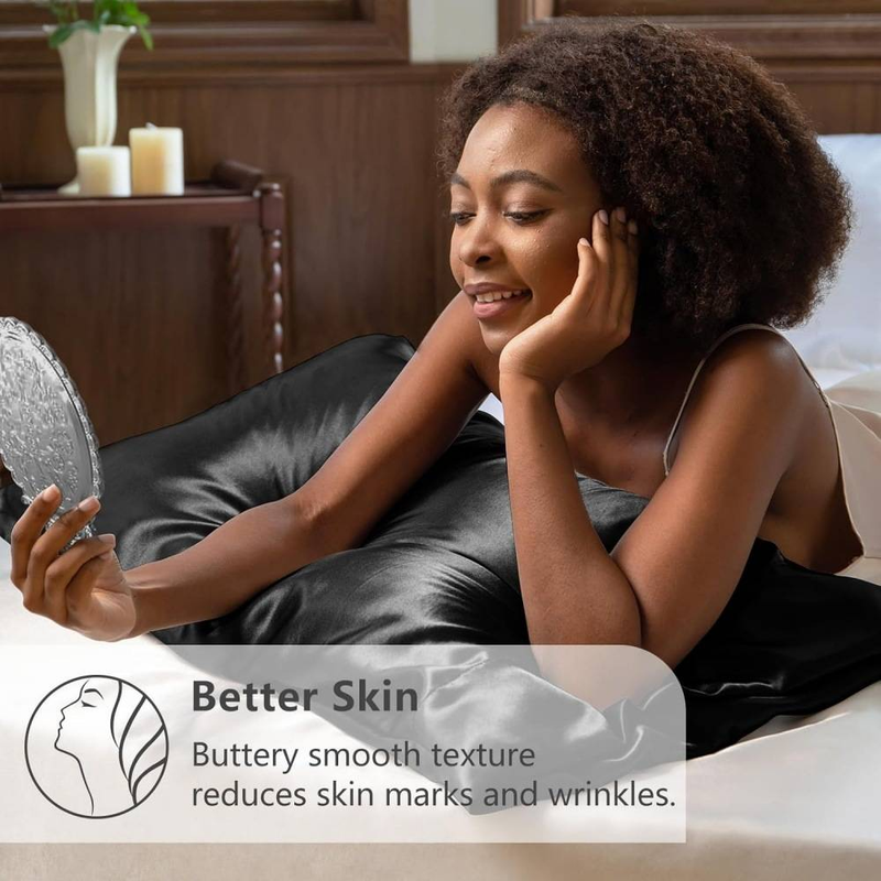Einfarbiges Satin-Kissenbezug-Set – 2er-Pack luxuriöse, seidenähnliche Kissenbezüge mit Hotelverschluss, Standard-/Queen-Size_voghion.com