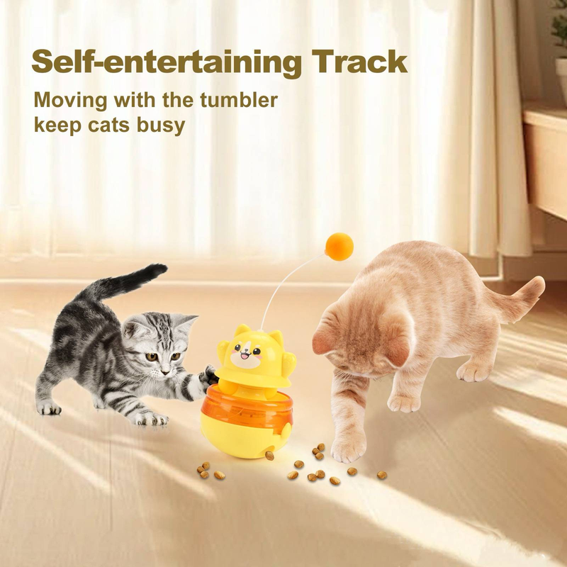 Juguete dispensador de golosinas para gatos Wobbler: pelota interactiva de comida con snacks liofilizados, divertida varita Taeser, juguete para combatir el aburrimiento de mascotas._voghion.com