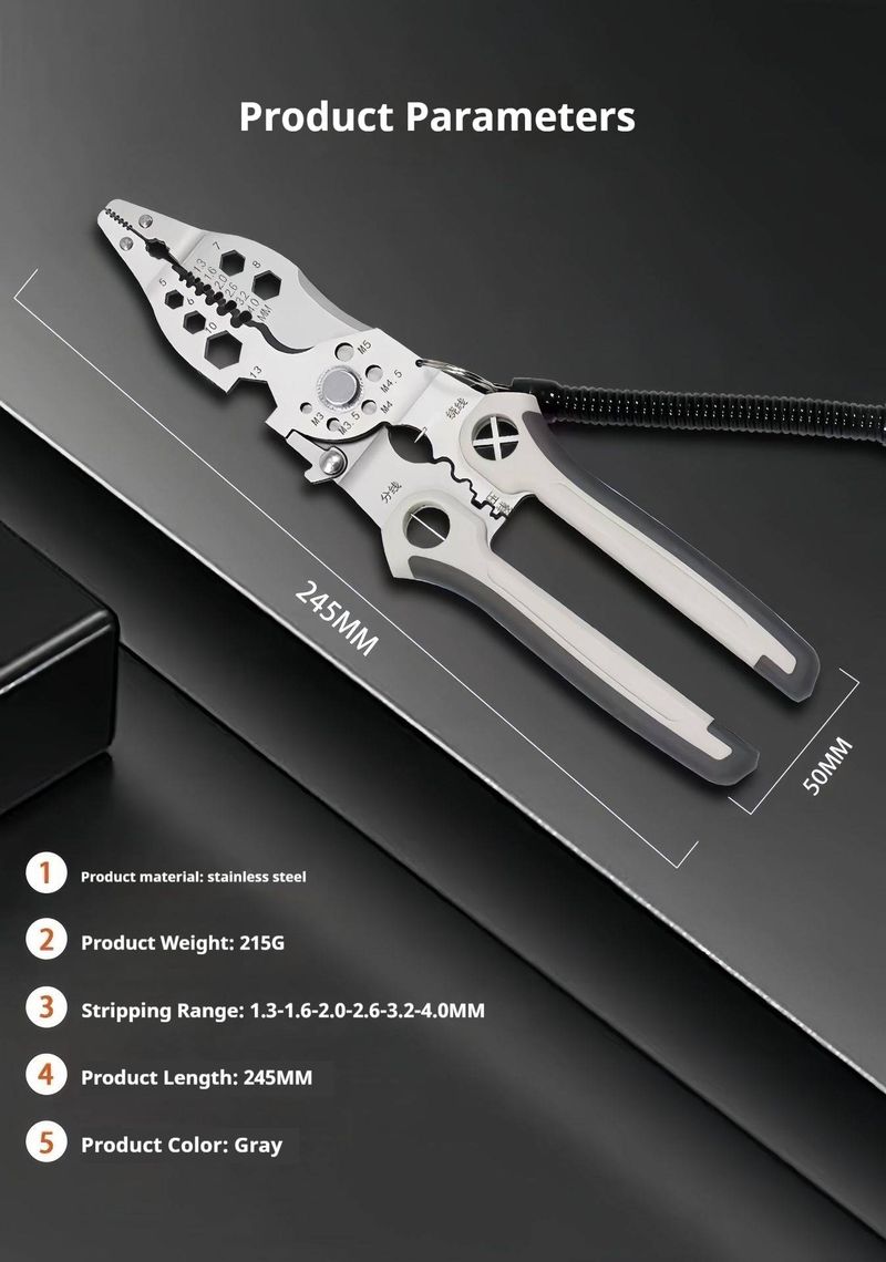 Professional 23-in-1 Insulated Multi-Function Wire Stripper - Heavy Duty Carbon Steel Crimping Tool For Electricians & DIY Enthusiasts_voghion.com