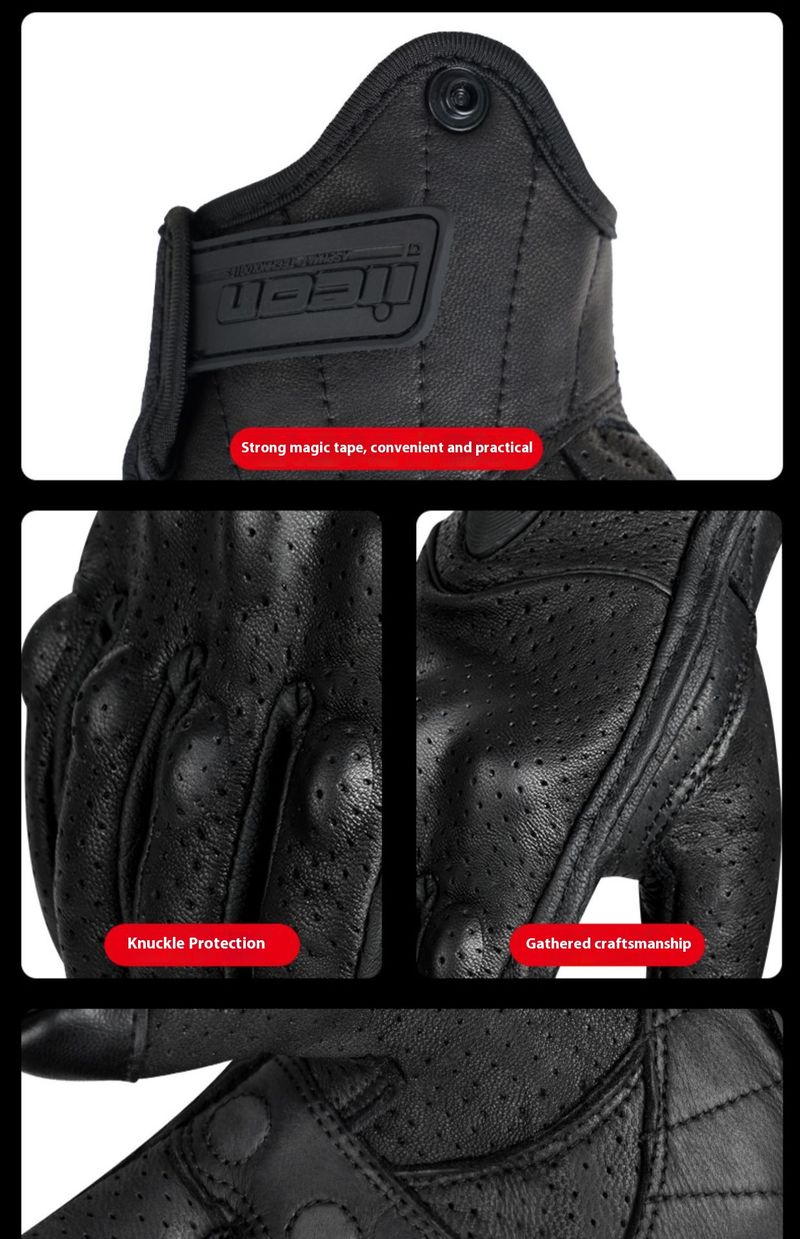 Motorcycle Gloves – Premium Lambskin & Cowhide (Windproof/Touchscreen/Breathable, All-Season Riding, M/L/XL, Black/Yellow)_voghion.com