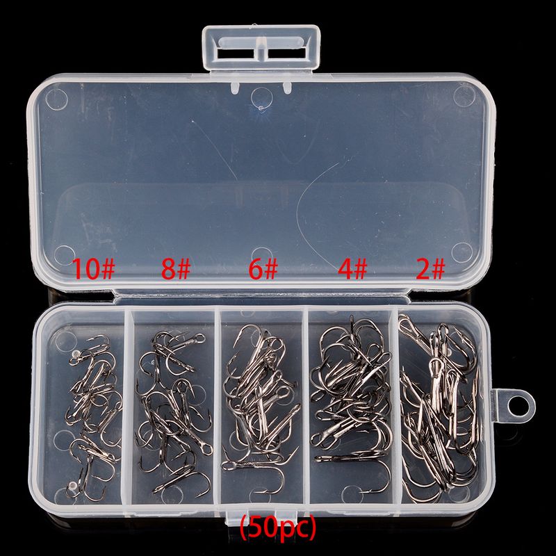 PRO BEROS Three Lure Fishing Hooks Hair Tying 5 Specifications 2/4/6/8/10#Mixed Pack Of 50 Pieces In A Box_voghion.com