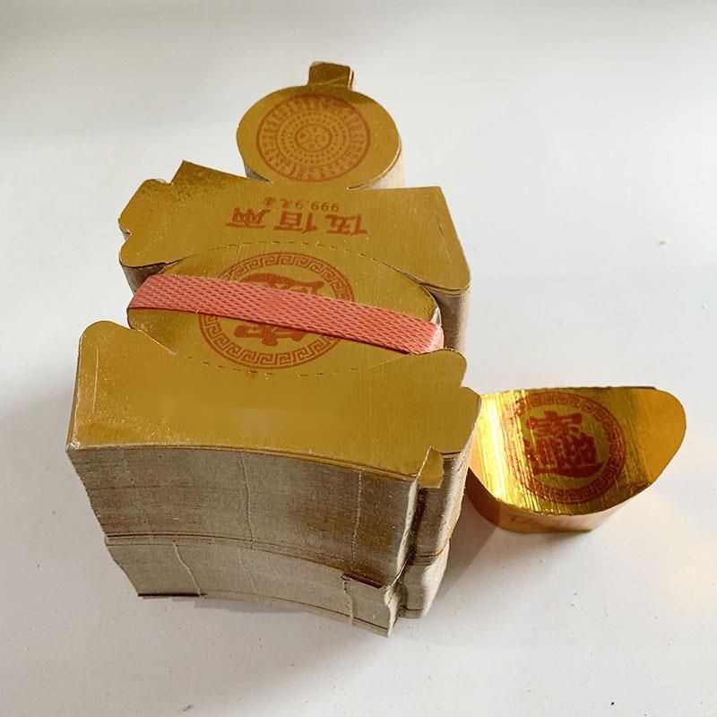 300 Yuanbao Hard Card Semi-finished Tin Foil Bars Gold Bricks Ghost Money Burning Paper For Qingming Funeral Use_voghion.com