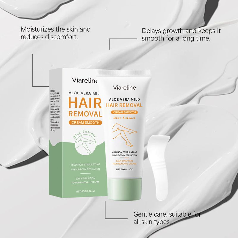 Crema depilatoria idratante delicata detergente all'aloe vera Viareline per la pelle liscia di tutto il corpo_voghion.com