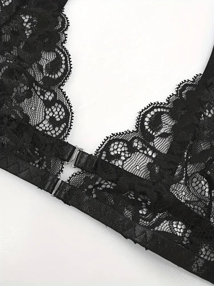 Vroči čipkasti komplet s cvetličnimi motivi, izrezane hlačke z nedrčkom s pokrovačo in podvezicami, žensko seksi perilo in spodnje perilo_voghion.com