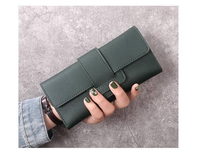 New Women's Long Wallet Tri-Fold Clutch Multi-Functional Pu Bag Korean Simple Fashion Wallet_voghion.com