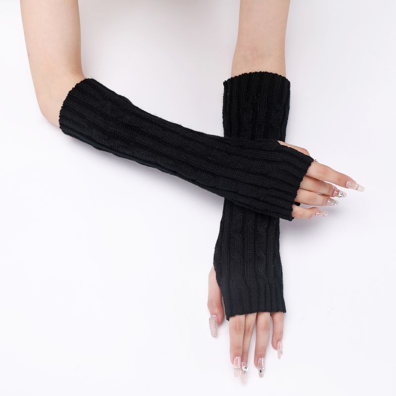 30 cm Fried Dough Twists Handschuhe Neue Herbst Winter Männer und Frauen Mittellange Strickwolle Warmer Tau Halbfingerarm_voghion.com