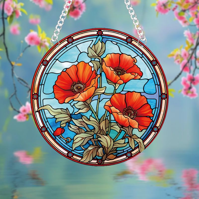 Mazzi di fiori, ciondolo per la casa Suncatcher in acrilico stampato su entrambi i lati, catena e ventosa per la consegna_voghion.com