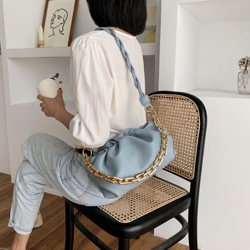 Borse a tracolla con design a cintura ondulata per donna Borse a tracolla in pelle PU Borse a catena da donna Borse da donna Borsa a nuvola_voghion.com