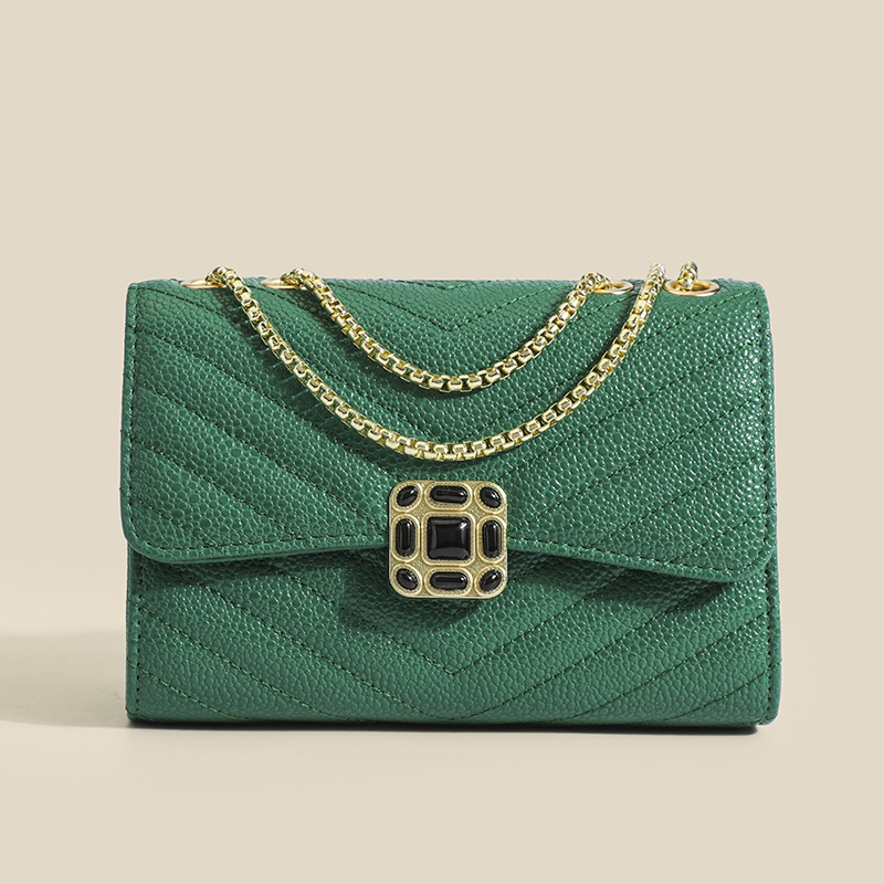 Small New Style Square Bag Popular For Women's Casual And Versatile One Shoulder Diagonal Cross Bag Lingge Chain Women's Bag_voghion.com