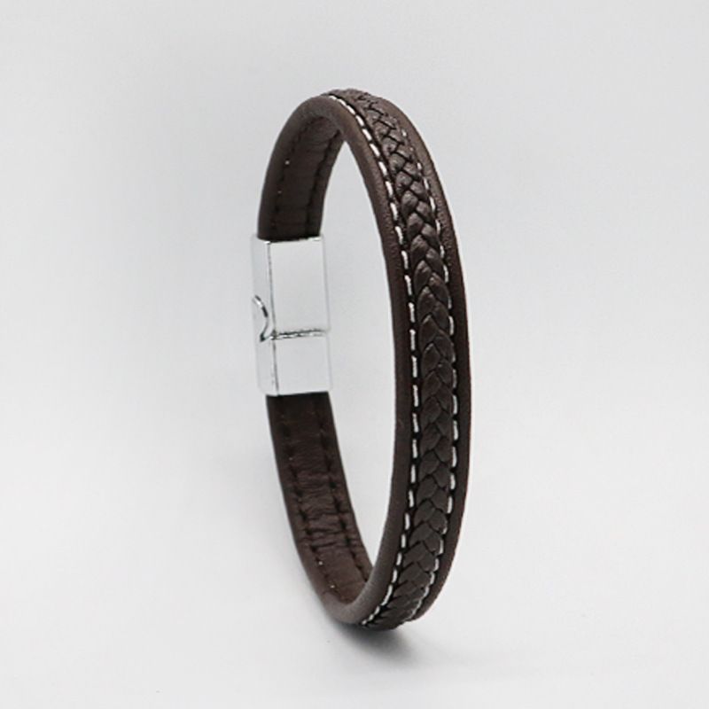 Bracciale in lega di pelle intrecciata da uomo e da donna, con fibbia magnetica, linea auto, punk rock, coppia_voghion.com