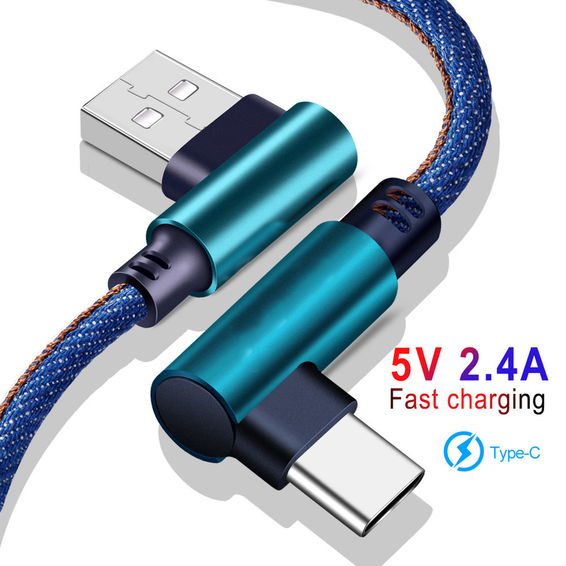 USB Micro cable 2.4A fast charger C-type cable 90 degree elbow nylon braided USB cable, suitable for Samsung/S ,_voghion.com
