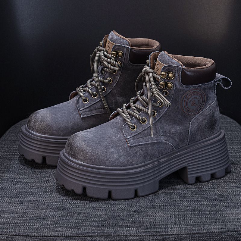 Big Yellow Boots Women's New Pigskin Retro Locomotive Boots Mountaineering Tooling Short Boots Martin Boots Women's Boots_voghion.com