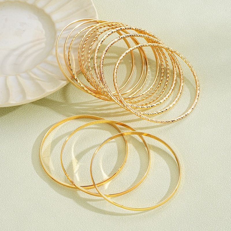 Bracelets Retro Personalized Exaggerated Layered Wide Bangle Set With Glossy Irregular Mixed Hollowed Out Bracelets_voghion.com