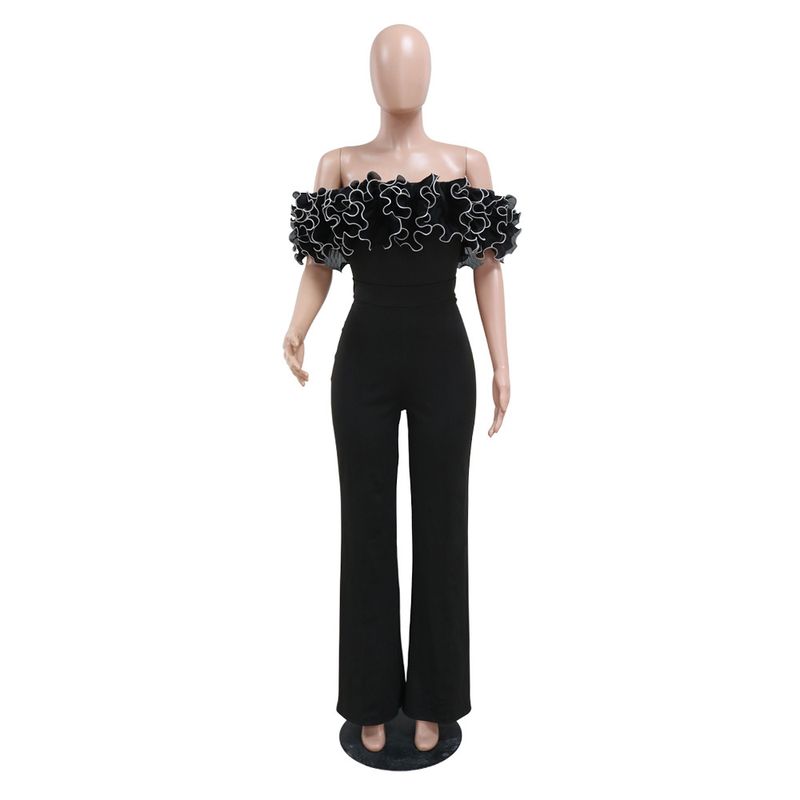 Abbigliamento da donna tuta sexy attillata in pizzo con volant e colletto a una linea_voghion.com