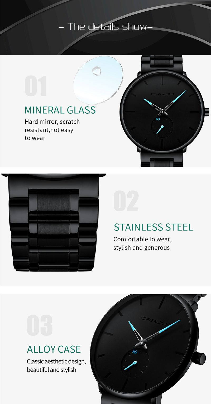 Men's Waterproof Stainless Steel Watch - Ultra-Thin Minimalist Design With Quartz Movement, Casual Dress Wristwatch For Everyday Wear_voghion.com