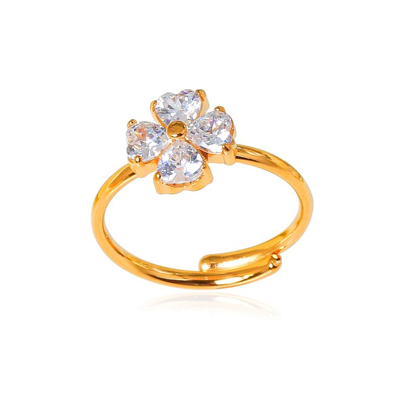 Anello da donna con quadrifoglio color oro resistente alla luce, design di lusso di alta gamma, di nicchia_voghion.com