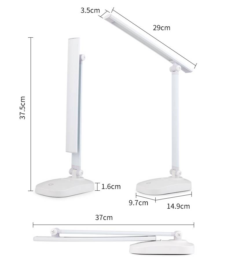 Lampe de bureau pliable à LED pour protection des yeux, chargement USB, gradation tactile, lampe de bureau pour dortoir d'étudiants, lampe de chevet pour chambre à coucher_voghion.com