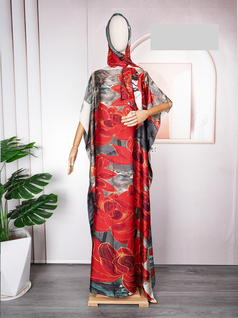 Women's Clothing plus size new letter robe Muslim commuter dress with headscarf_voghion.com