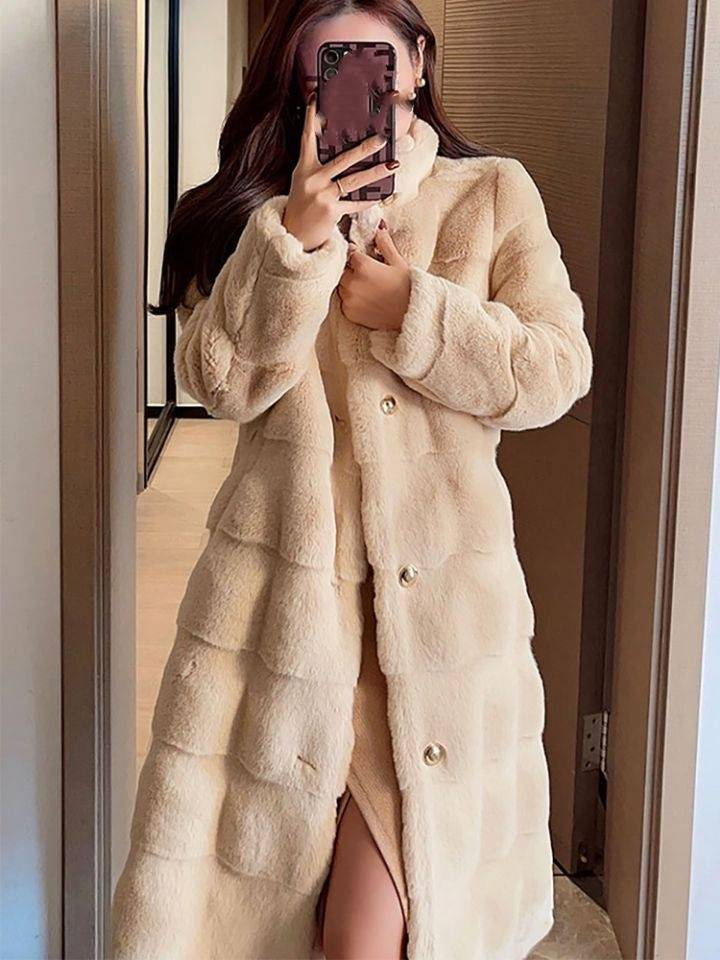 Damkläder mink päls ung stil medel och lång plysch topp förtjockad_voghion.com