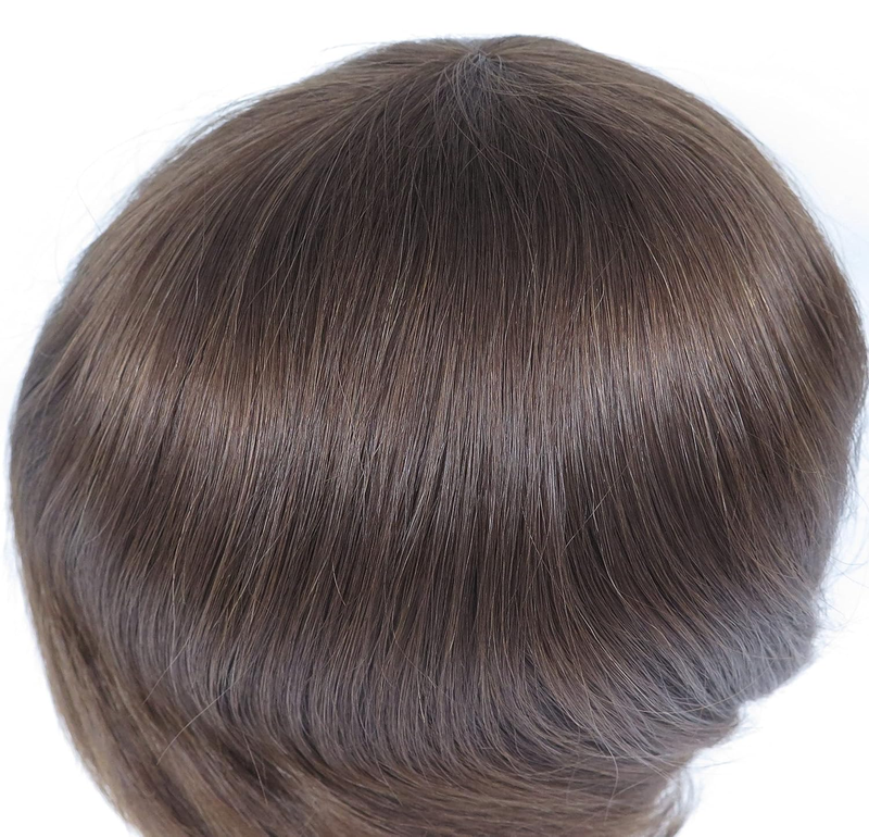 Euro Injection Toupee For Men 100% European Virgin Human Hair Pieces Injection Thin Skin Hair Replacement System Men Wigs Medium Light Brown Color #5_voghion.com