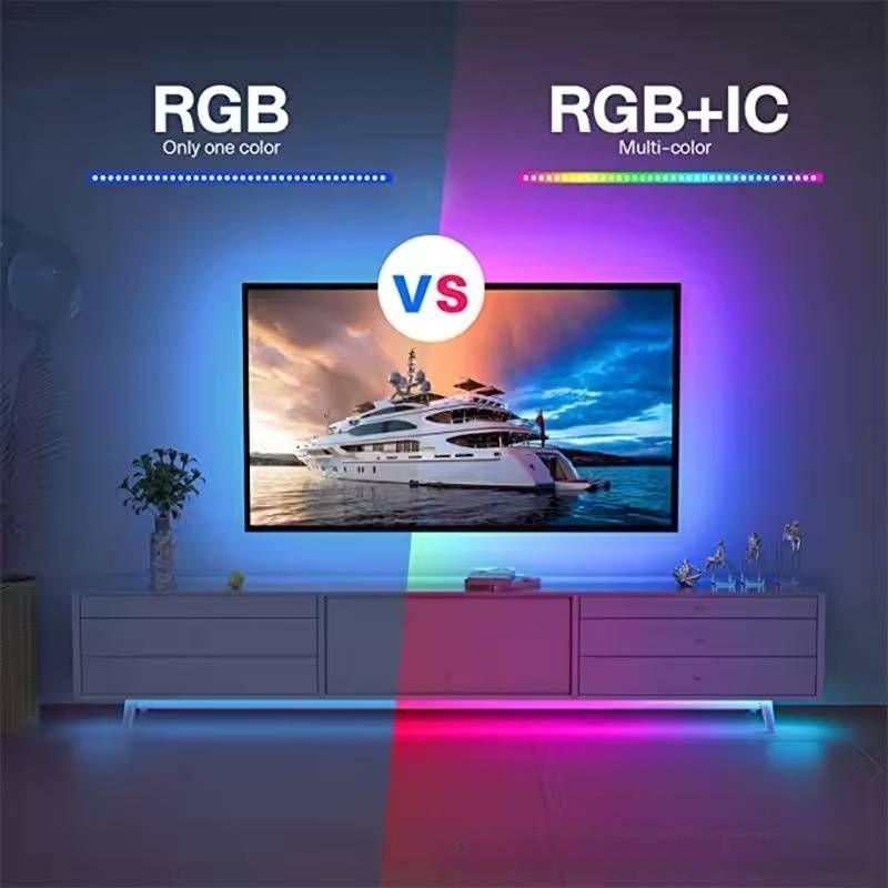 Taśmy LED RGB 5 V z Bluetooth i pilotem na podczerwień, układ WS2812B zapewniający dynamiczne efekty – zasilane przez USB do gier, podświetlania telewizorów i dekoracji wnętrz_voghion.com