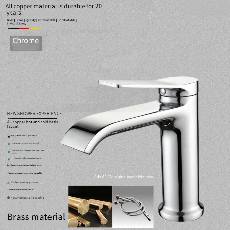 Premium Solid Brass Bathroom Sink Faucet With Ceramic Disc Cartridge - Modern Single Lever Mixer Tap For Basin_voghion.com