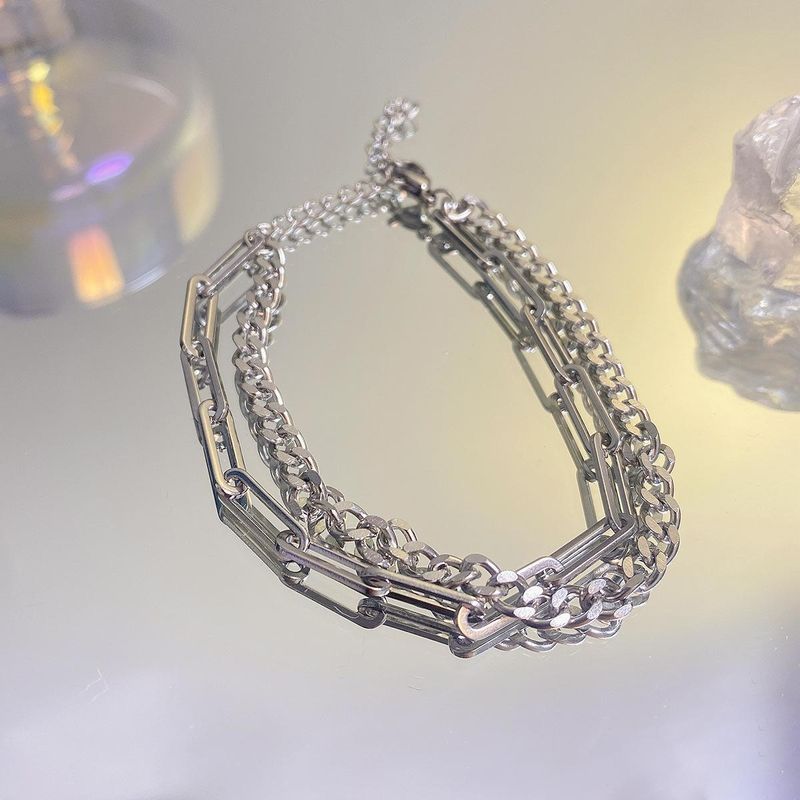 Bracciale a doppio strato Design di nicchia neutro Di fascia alta Ins Stile freddo Fidanzate Rete rossa Gioielli per le mani Acciaio al titanio Tutto_voghion.com