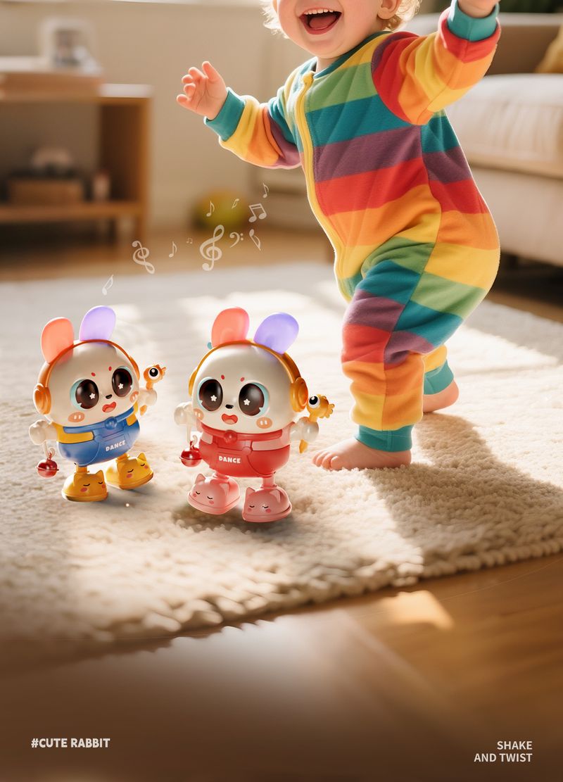 2025 Giocattoli Montessori per bambini, carini, cantanti e danzanti, a forma di coniglio elettrico, per neonati da 0 a 3 anni, giocattoli educativi per gattonare_voghion.com