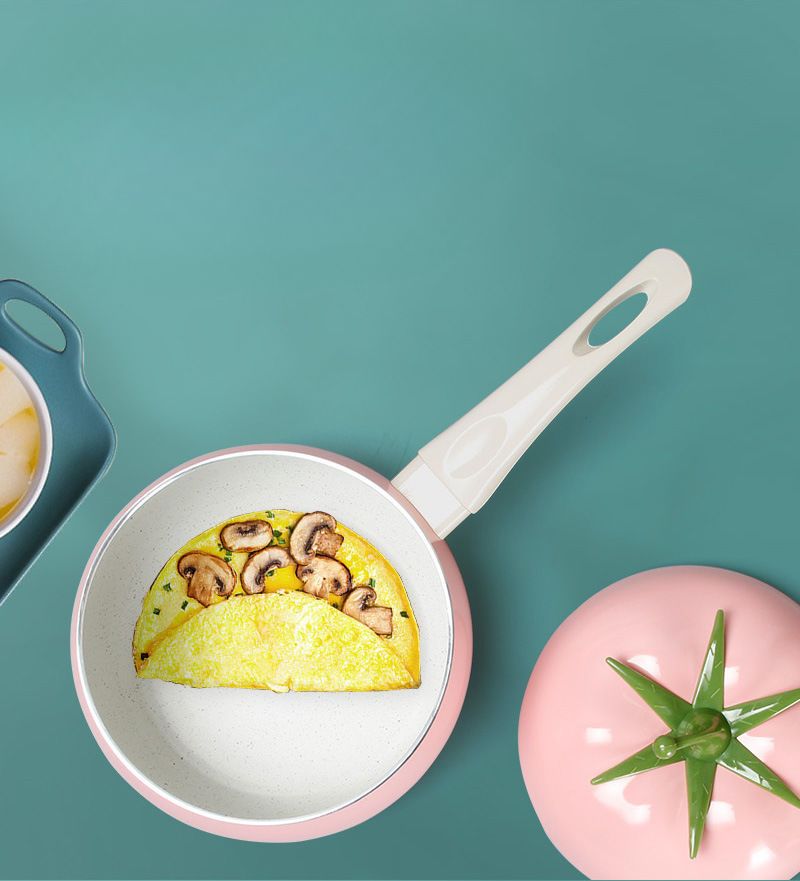 Koreański styl instant pomidorowy smażony mały garnek do gotowania makaronu z mlekiem i nieprzywierającą powłoką, słodki garnek do zupy dla niemowląt_voghion.com