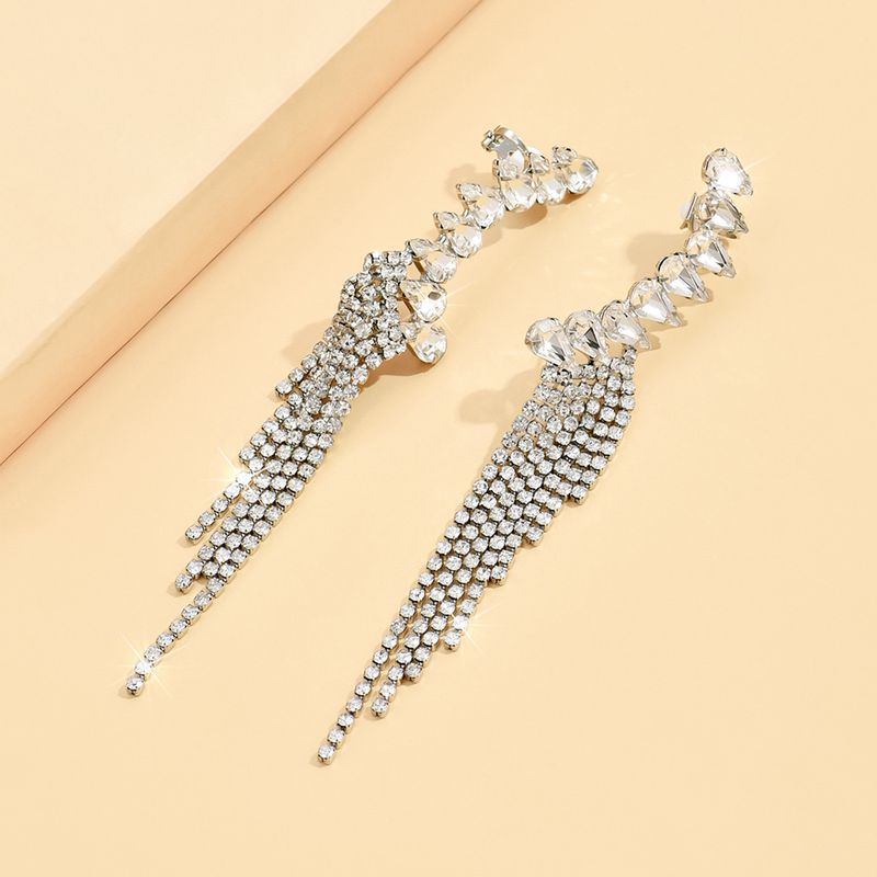 Unisex Earrings Personalized Tassel Earrings Fashionable Temperament Super Flash Diamond Claw Chain Earrings_voghion.com