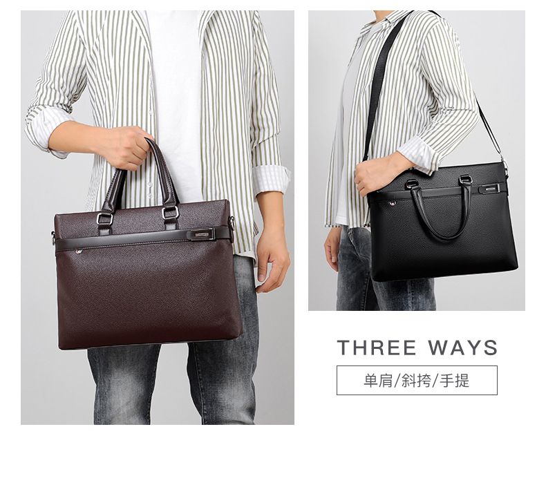 Men's Business Briefcase Men's Handbag, Business Briefcase, Single-shoulder Crossbody Bag, Soft Pu Leather Computer Bag, Casual And Trendy Men's Bag_voghion.com