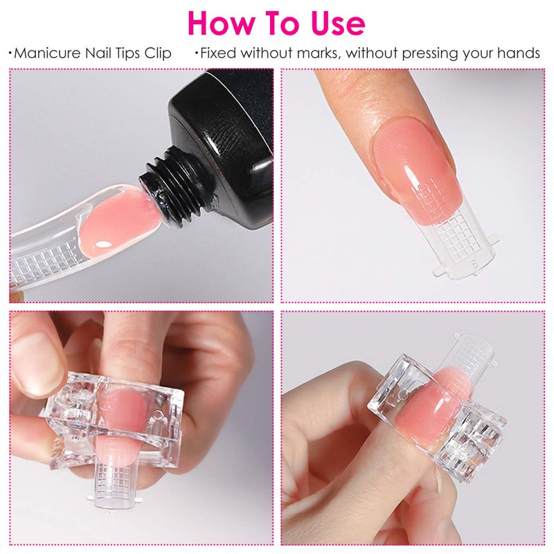 20Pcs Nail Tip Clips Quick Building Poly Gel UV LED Builder DIY Transparent Finger Tip Extension Tool_voghion.com