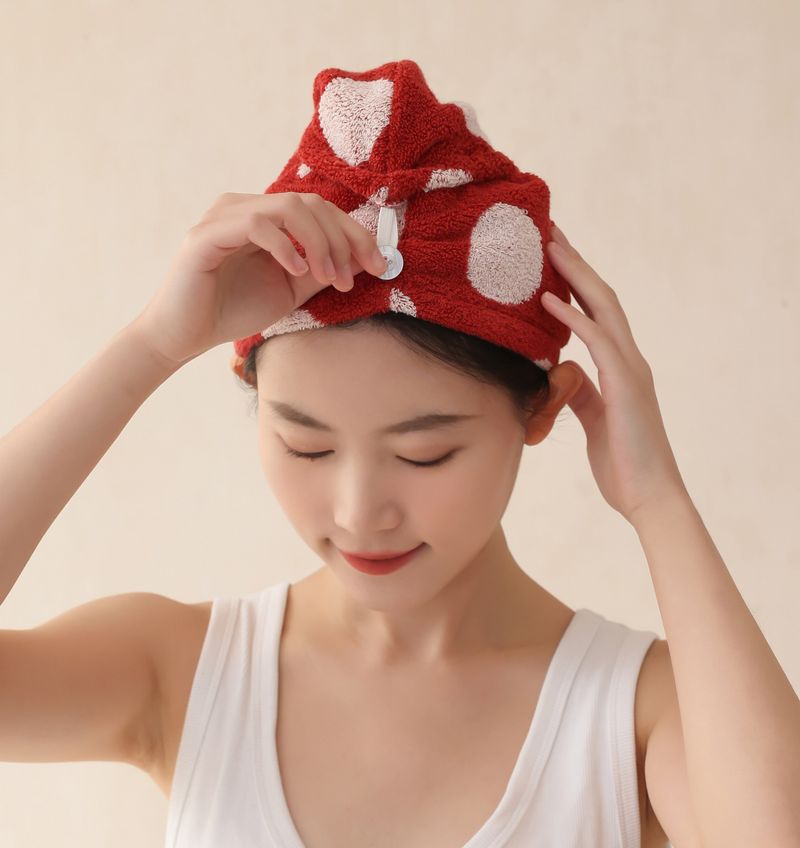 Lillian Neue doppelseitige Frottee-Haarhaube aus garngefärbter, saugfähiger Baumwolle mit langen Stapelfasern_voghion.com