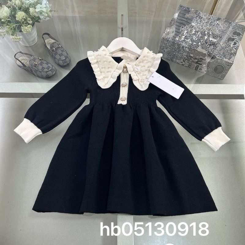 Pull tricoté pour bébé fille, nouvelle collection automne-hiver 2024, élégant, tendance, robe perlée_voghion.com