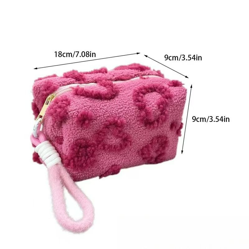 Mouth Red Envelope Solid Color Mini Small Cosmetic Bag Plush Earphones Change Storage Bag_voghion.com