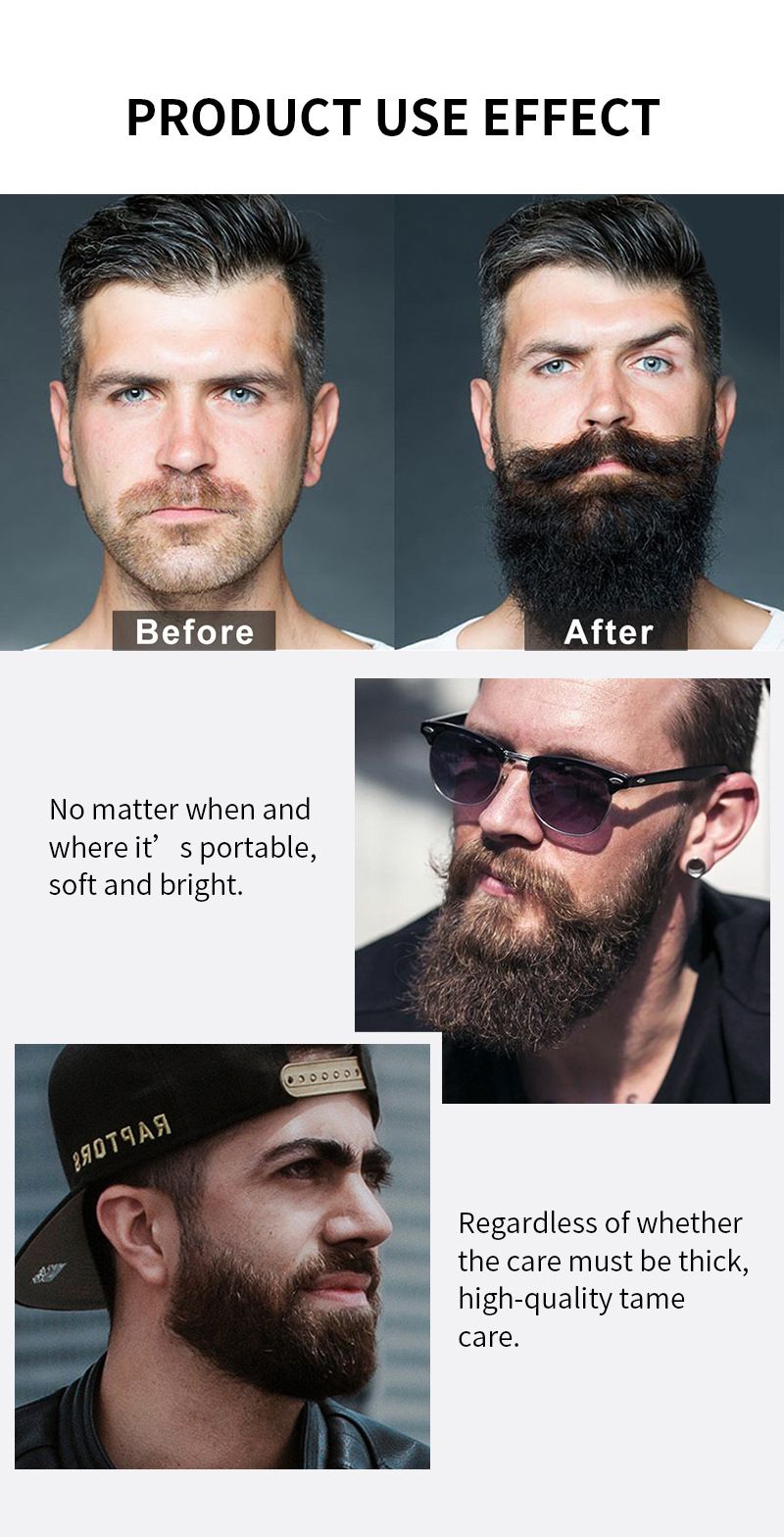 Men beard growth thick essential oil real man performance Beard Growth Oil Micro Needle Roller_voghion.com