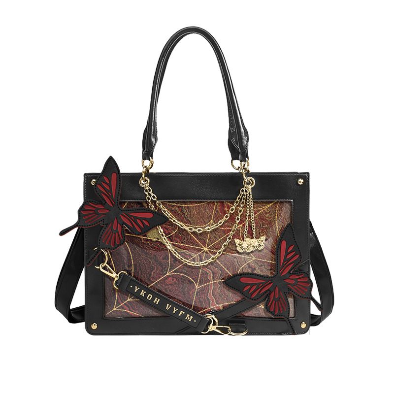 Borsa a tracolla da ragazza con manico a forma di farfalla e labirinto in stile scuro_voghion.com