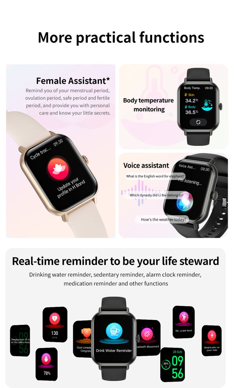 ZW62 Smart Watch With Bluetooth Calling, Heart Rate & Blood Oxygen Monitor, Full Touch Screen, 7-14 Days Battery Life, Waterproof For Men And Women_voghion.com