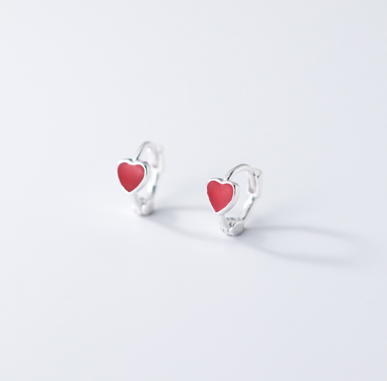 Orecchini a cerchio piccoli a forma di cuore in argento sterling 925, 11 mm, confezione regalo K43_voghion.com